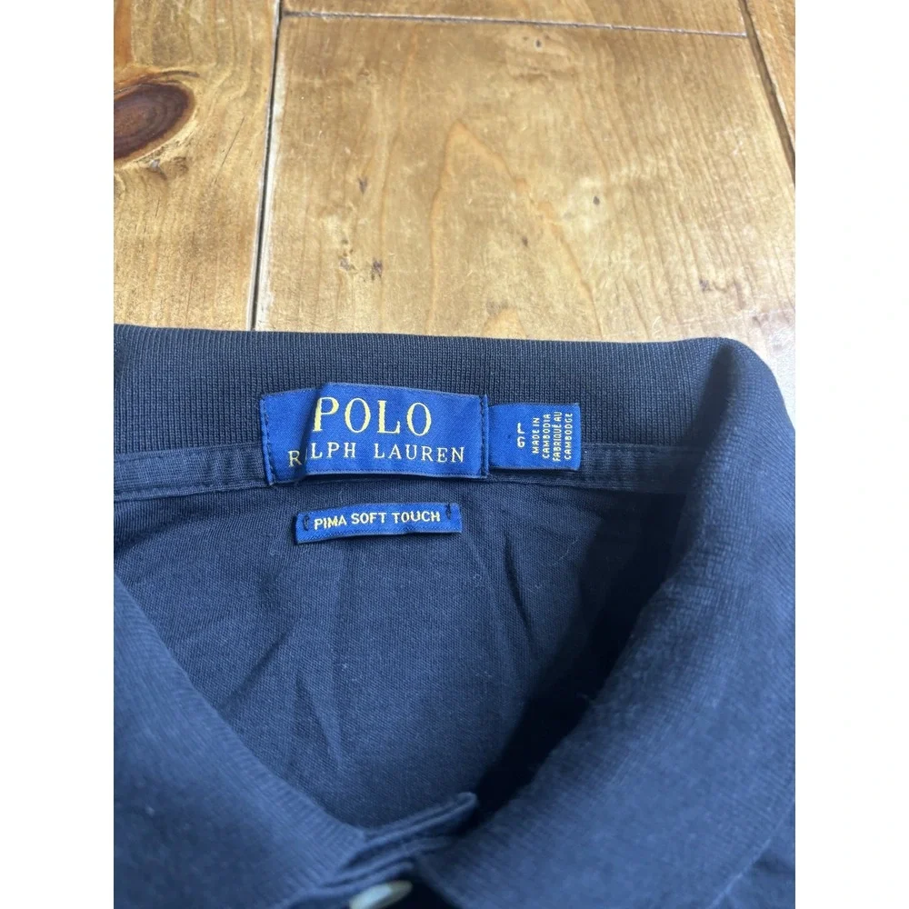 Polo Ralph Lauren Men's Black Pima Soft Touch Polo Shirt Size L Short Sleeve